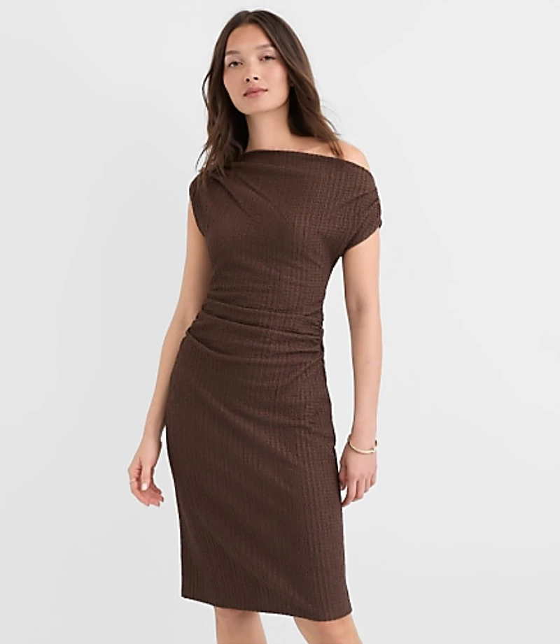 Stitchy Asymmetrical Ruched Mini Dress