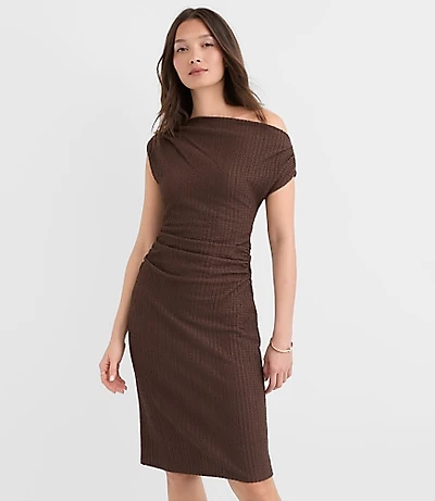 Stitchy Asymmetrical Ruched Mini Dress