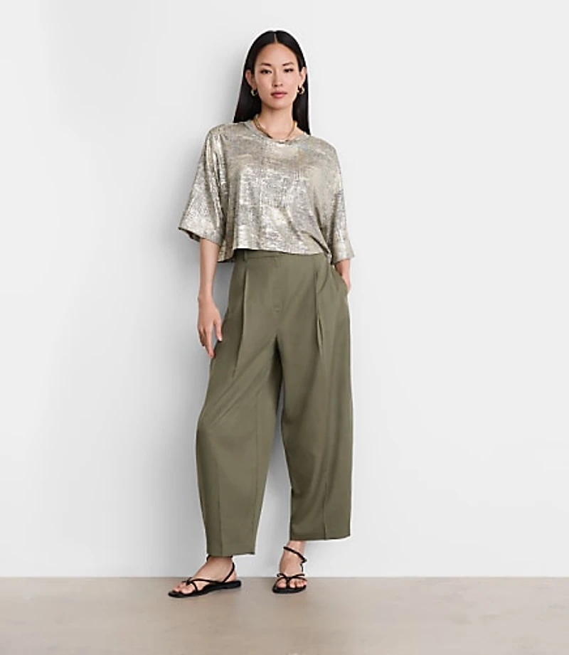 Petite LOFT Versa Metallic Cropped Relaxed Tee
