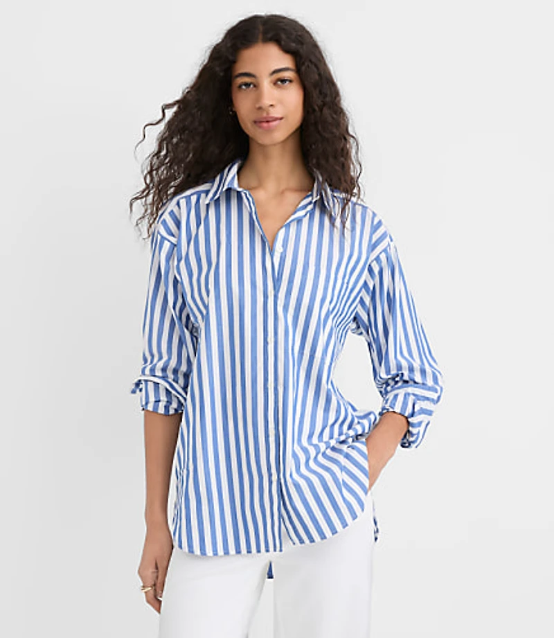 Striped Poplin Everyday Oversized Pocket Shirt