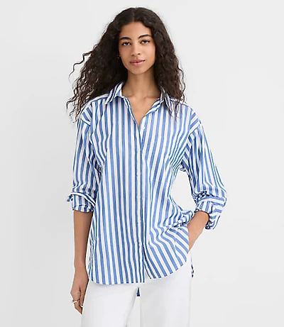 Striped Poplin Everyday Oversized Pocket Shirt