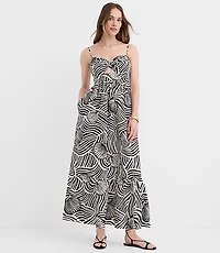 LOFT Beach Seashell Poplin Cutout Twist Maxi Pocket Dress