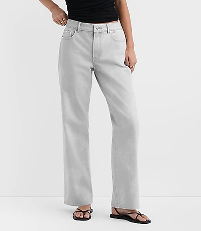 Rivete Petite Curvy Mid Rise Relaxed Straight Jeans Smokey Wash