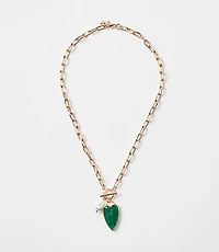 Pearlized Heart Toggle Necklace