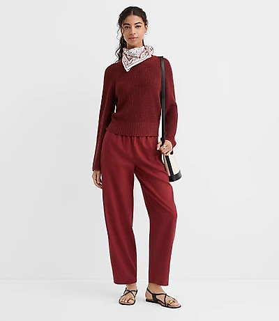 Petite Pull On Barrel Pants Linen Cotton
