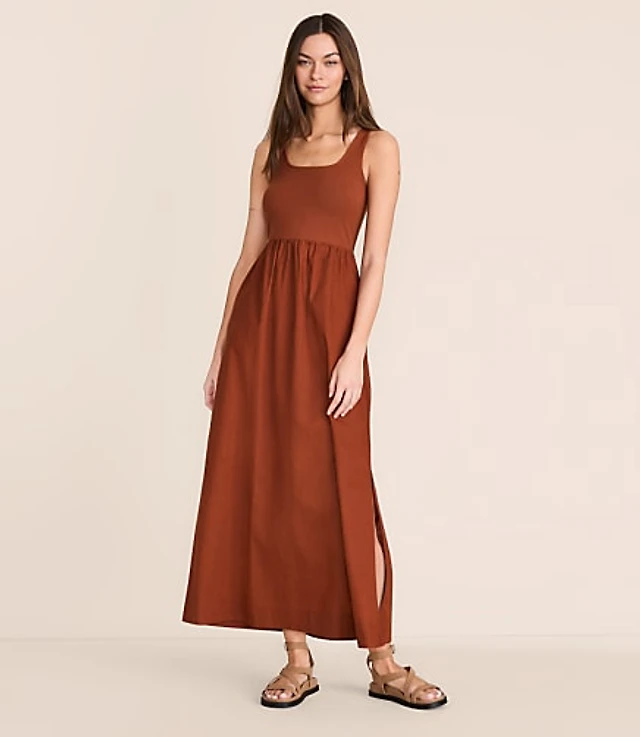 loft beach mixed media pocket maxi dress Lou & Grey Linen Cotton style:dresses Empire Waist Dress Pattern Color:Fuchsia/Pink A soft stretch cotton