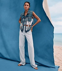 Rivete Tall Fresh Cut Mid Rise Wide Leg Jeans Wave Wash