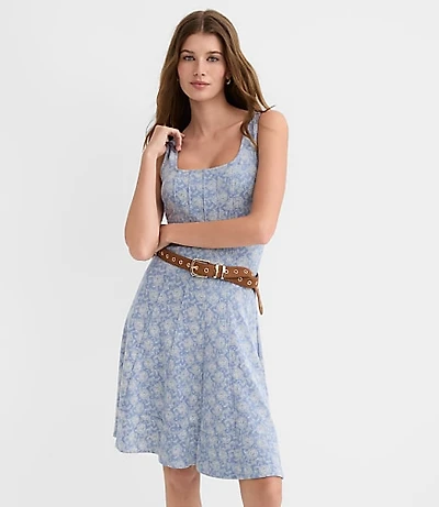 Petite Floral Ponte Seamed Mini Dress