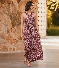 Hibiscus Smocked Maxi Halter Dress