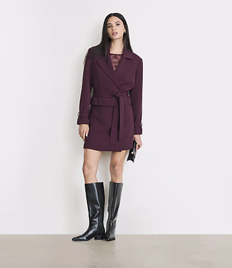 LOFT Versa Crepe Drape Short Trench Coat