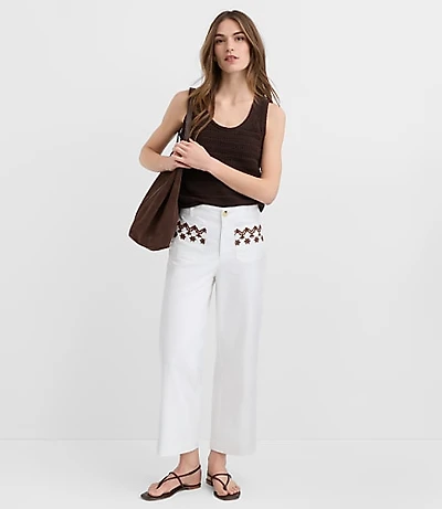 Petite Palmer Wide Leg Crop Pants in Twill