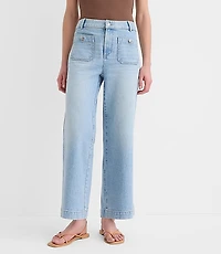 Petite Curvy Palmer Denim Wide Leg Crop Pants Refined Blue Wash