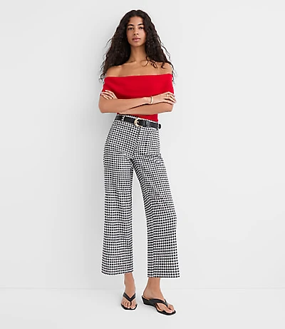 Petite Palmer Wide Leg Crop Pants in Gingham Cotton Linen
