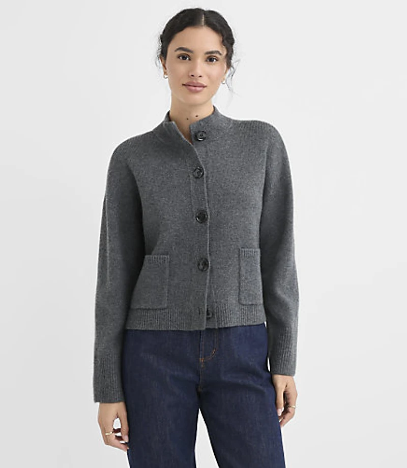 Heathered Mock Neck Sweater Jacket