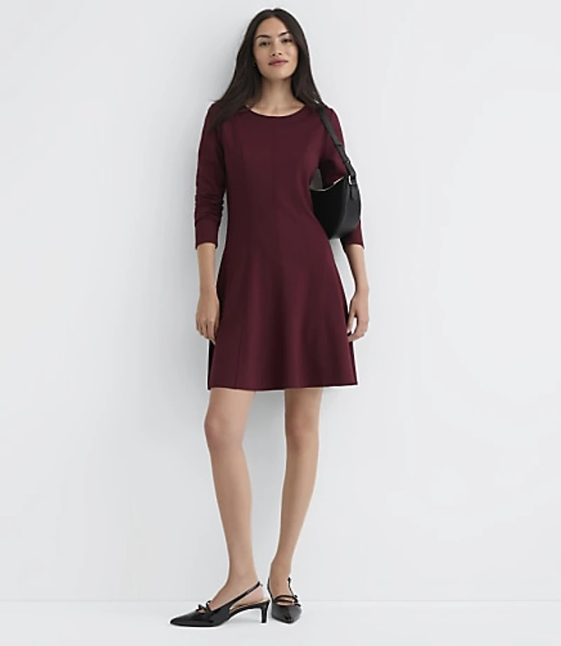 Seamed Ponte Long Sleeve Mini Dress
