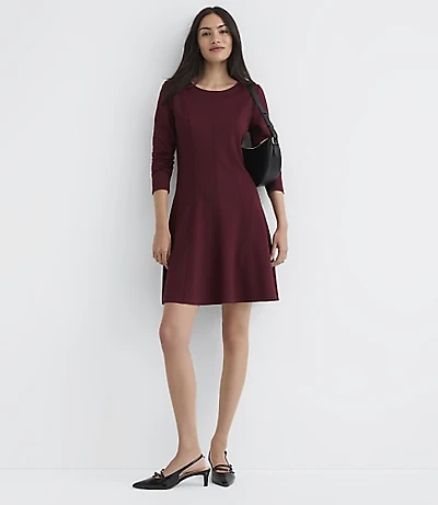 Seamed Ponte Long Sleeve Mini Dress
