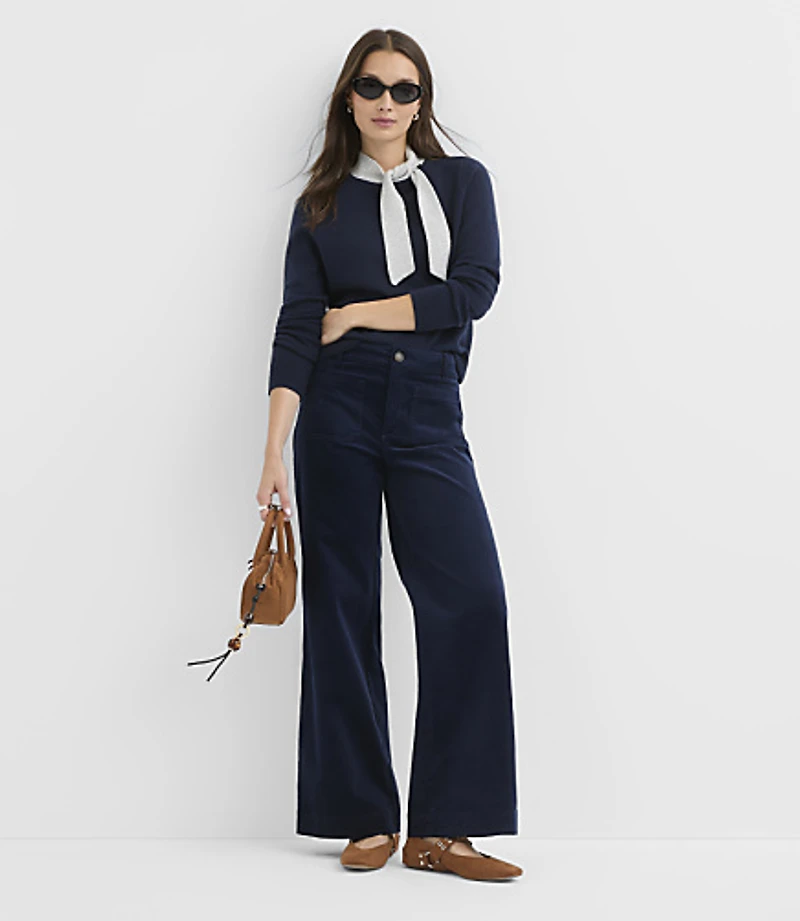 Contrast Tie Neck Sweater