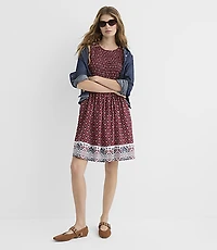 Lotus Flower Smocked Mini Pocket Dress
