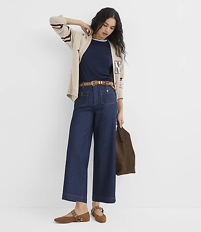 Palmer Denim Wide Leg Pants Classic Rinse Wash