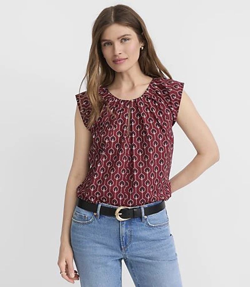 Lotus Flower Pleated Keyhole Top