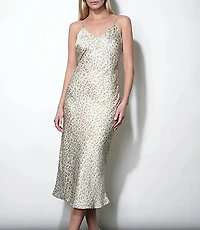 Greylin Cassandra Animal Midi Slip Dress