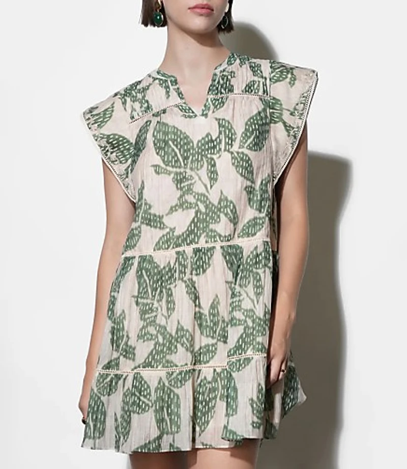 Greylin Briar Tiered Embroidered Shift Mini Dress