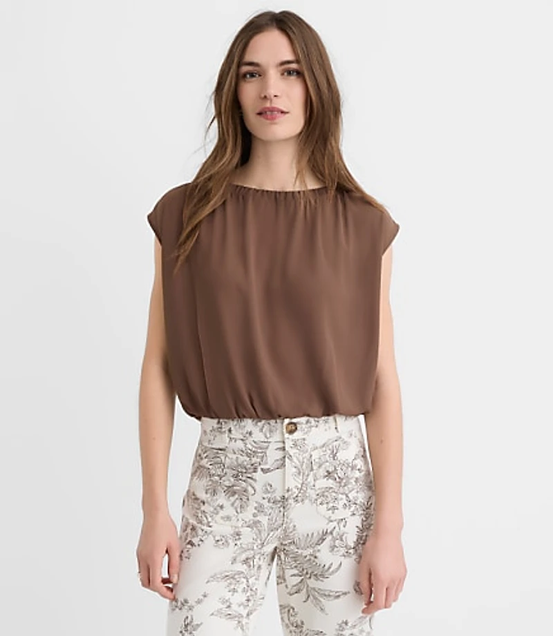Bubble Hem Mixed Media Top