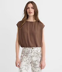 Bubble Hem Mixed Media Top