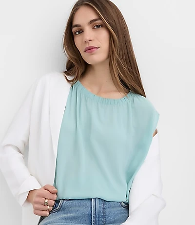 Bubble Hem Mixed Media Top