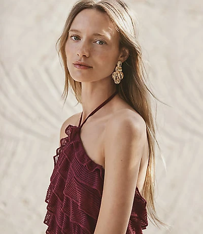Mesh Ruffle Halter Top