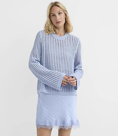 Petite Open Stitch Flare Sleeve Sweater