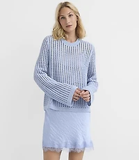 Petite Open Stitch Flare Sleeve Sweater