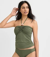 LOFT Beach Beaded Ruched Halter Tankini Top