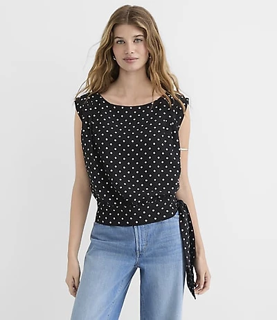 Dotted Side Tie Wedge Top