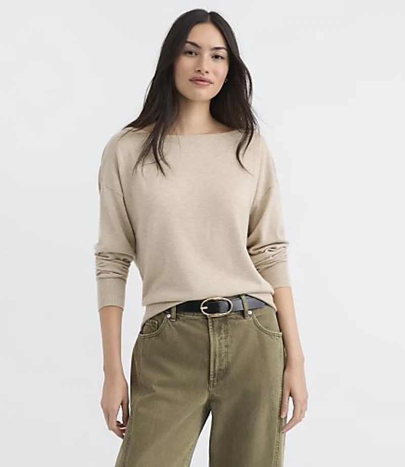Petite Luxe Knit Relaxed Boatneck Sweater