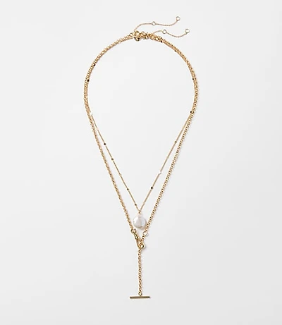 Pearlized Bar Layered Necklace Set