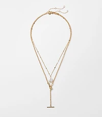 Pearlized Bar Layered Necklace Set