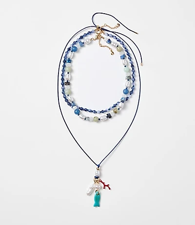Pearlized Fish Layered Necklace Set