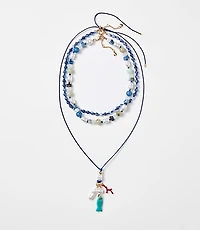 Pearlized Fish Layered Necklace Set