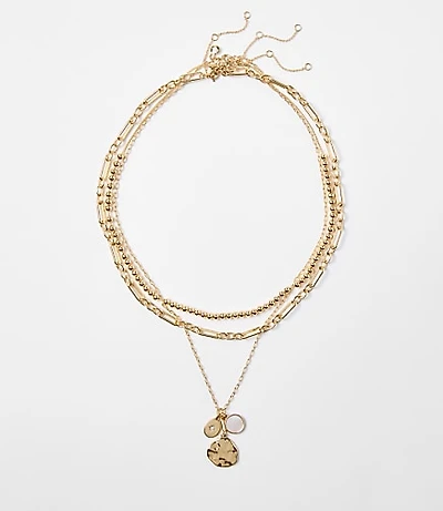 Pearlized Coin Layered Statement Necklace Set