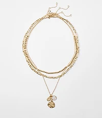 Pearlized Coin Layered Statement Necklace Set