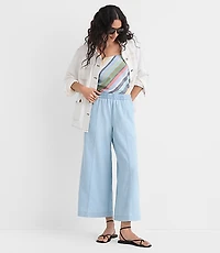 Breezy Wide Leg Crop Pants Chambray