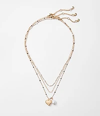 Pearlized Heart Layered Necklace Set