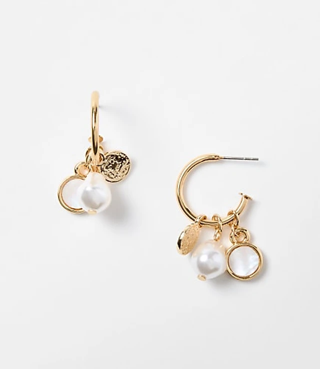 Pearlized Coin Charm Earrings