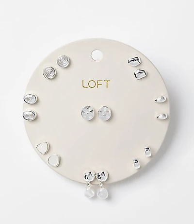 Pearlized Hammered Stud Earring Set