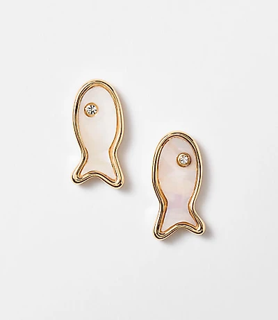 Mother Of Pearl Fish Stud Earrings