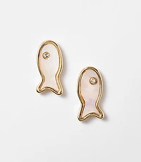 Mother Of Pearl Fish Stud Earrings