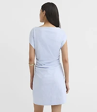 Petite Swirl Ruched Wedge Mini Tee Dress