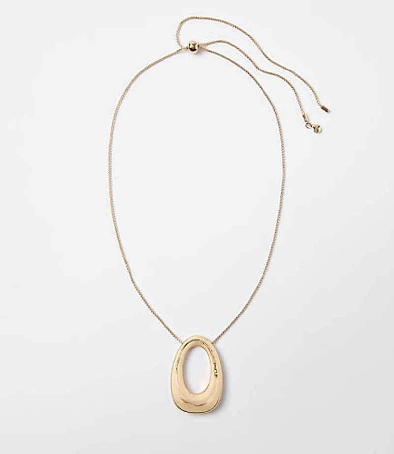 Open Oval Pull Tie Pendant Necklace