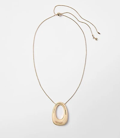 Open Oval Pull Tie Pendant Necklace